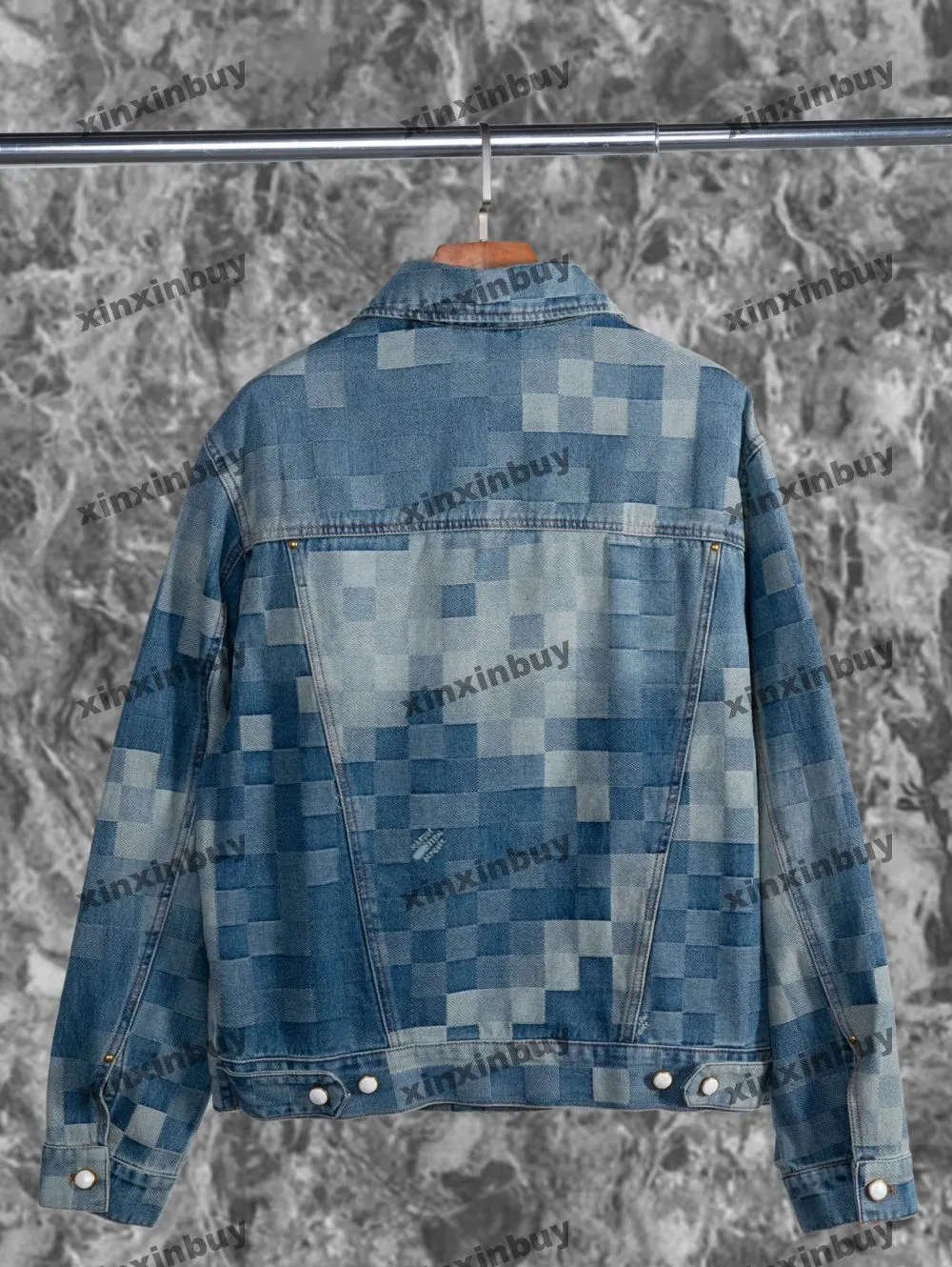 Xinxinbuy Men Designer Coat Jacket Jacket Mosaic Denim Letter Jacquard Letter Long Sleeve Women Black Blue Apricot M-XL