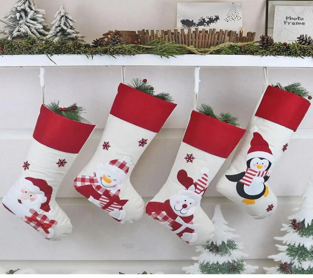 Christmas Stocking Candy Bag Creative Santa Claus Bags Cute Cartoon Snowman Elk Toy Xmas Tree Decoration3640999