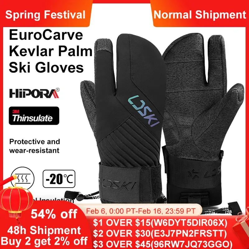 Gants gants de ski ldski kevlar femmes hommes padrage étanche thermique isolée mittens chauds 3m accessoires de snowboard