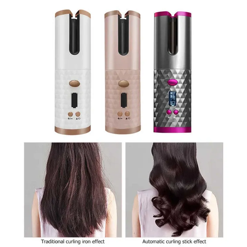 Lisseurs femme long curler curler automatique grosse outils de cheveux de grosse vague USB charge plusieurs tipères réglables fer à curling plat sans fil fer plat