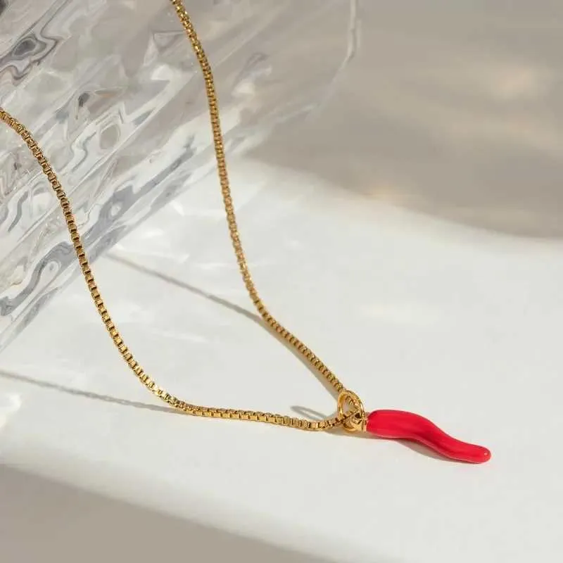 Minar Red Enamel Chili Pendant Necklaces For Women ... From Oriental ...