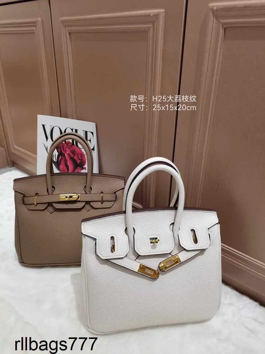 Big Platinum Handbag Elegant Pu Lychee Grain Bag Handheld One Shoulder Messenger Fashion Super Flow Handmade Genuine Leather