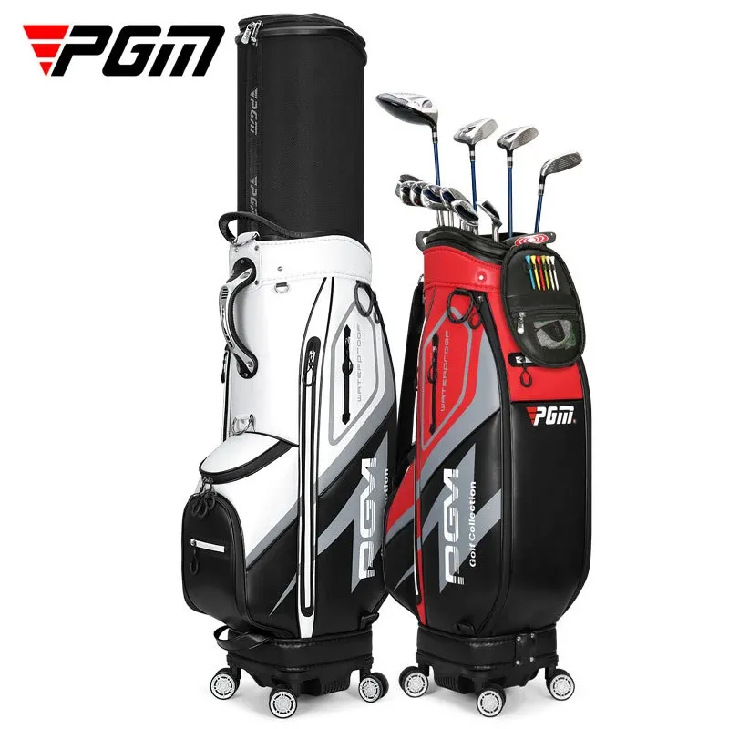 Väskor PGM Golf Standard Ball Bag Professional Leather Pu Waterproof Golf vagn Club Airbag High Capacity Package med Wheel QB099