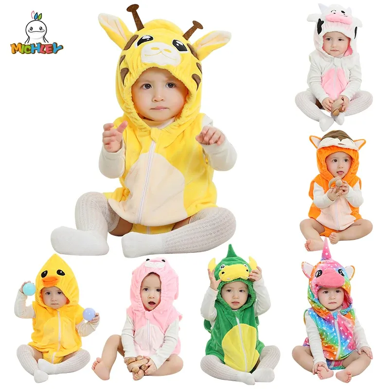 Één-stuks Michley Spring Giraffe Baby Romper Bodysuit Mouwloze pasgeboren kleding Infant Peuter kleding Romper Halloween For Girl Boy