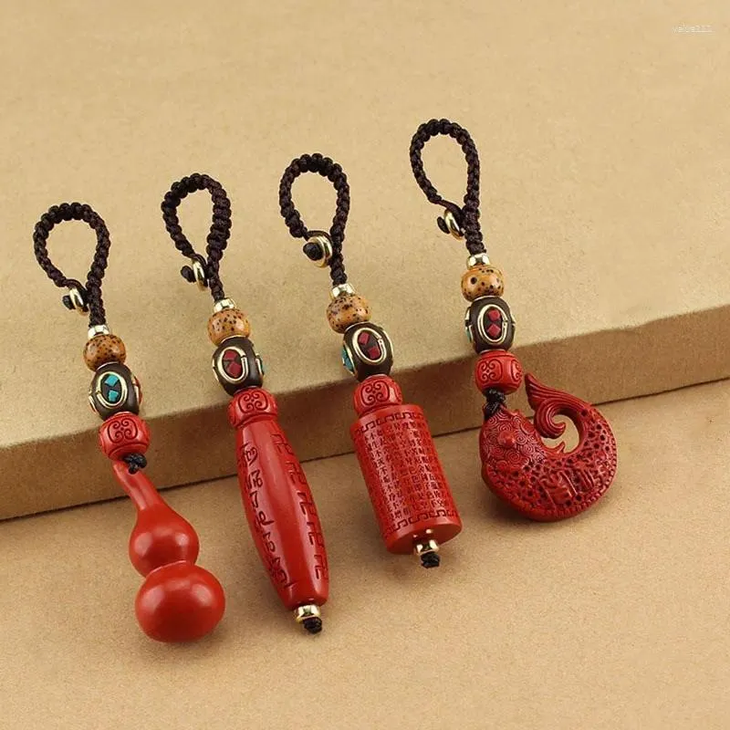 Schlüsselanhänger niedliche Schlüsselkette weibliche Tasche Ornamente Hochkontent Zimt geschnitzt Mode chinesische natürliche Charme Geschenke Amulett Anhänger