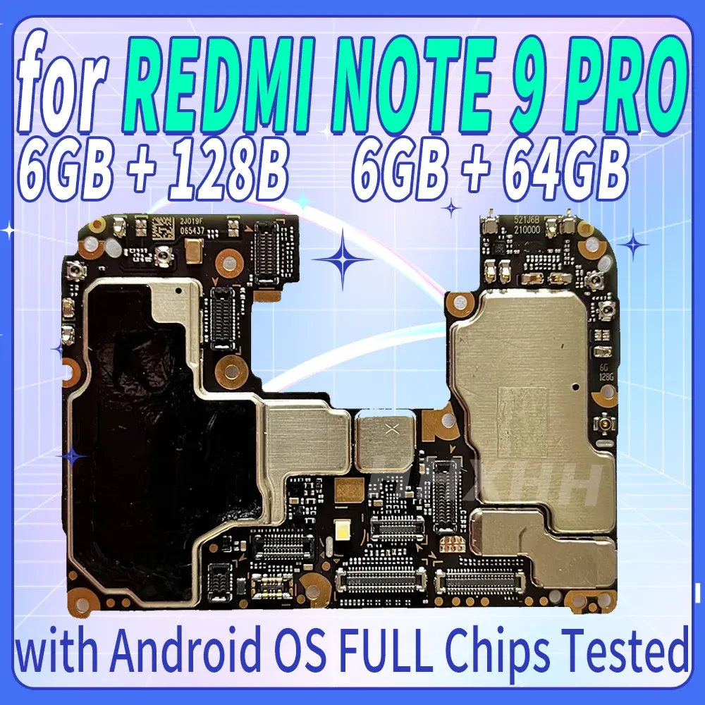 Antenne pour Xiaomi Redmi Note 9 Pro Carte mère Original 128 Go 256 Go pour Hongmi Redmi Note 9 Boîte logique Pro Carte Contexte 6 Go 8 Go RAM