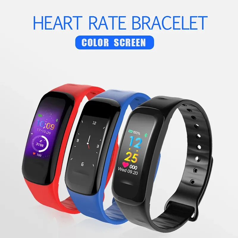 Bracelets nouveaux C18 Smart Watch Sports Hypertenue Moniteur de fréquence cardiaque Monitor Monitor Iproofroping Fitness Smart