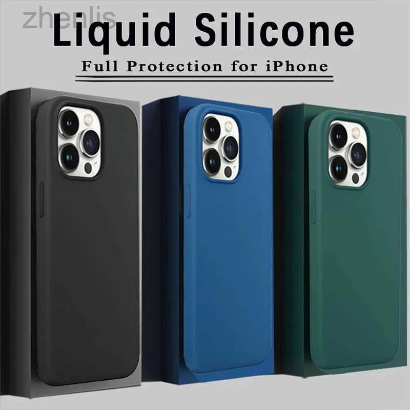 Obudowy telefonu komórkowego płyn silikonowy luksusowy obudowa na iPhone 15 11 12 13 14 Pro Max Mini 7 8 6 Plus XR XS Max 5 SE Shockproof Cover D240424