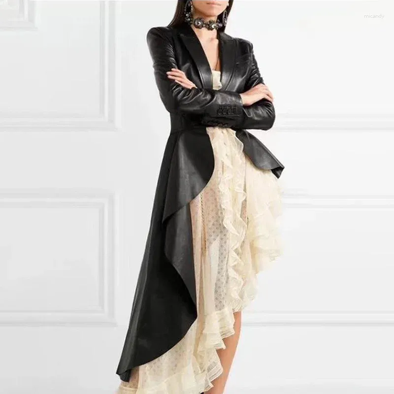 Jackets para mujeres Gothic PU Cuero abrigos 2024 Cardigán de cintura de primavera Fashion Fashion irregular
