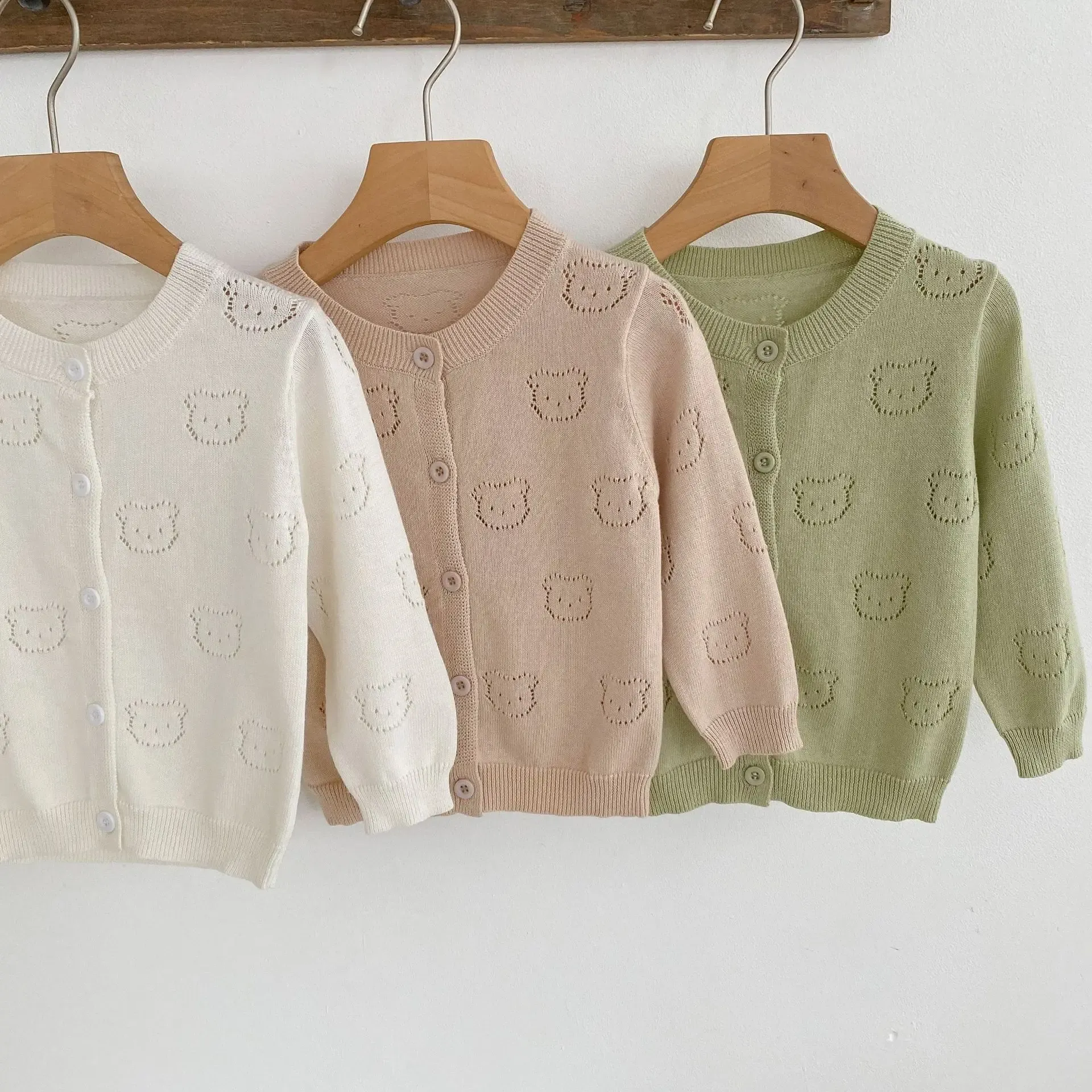 Sweaters 03T Newborn Kid Baby Boy Girl Clothes Bear Print Knit Baby Sweater Cardigan Long Sleeve New Born Coat Knitwear Cute Outfit