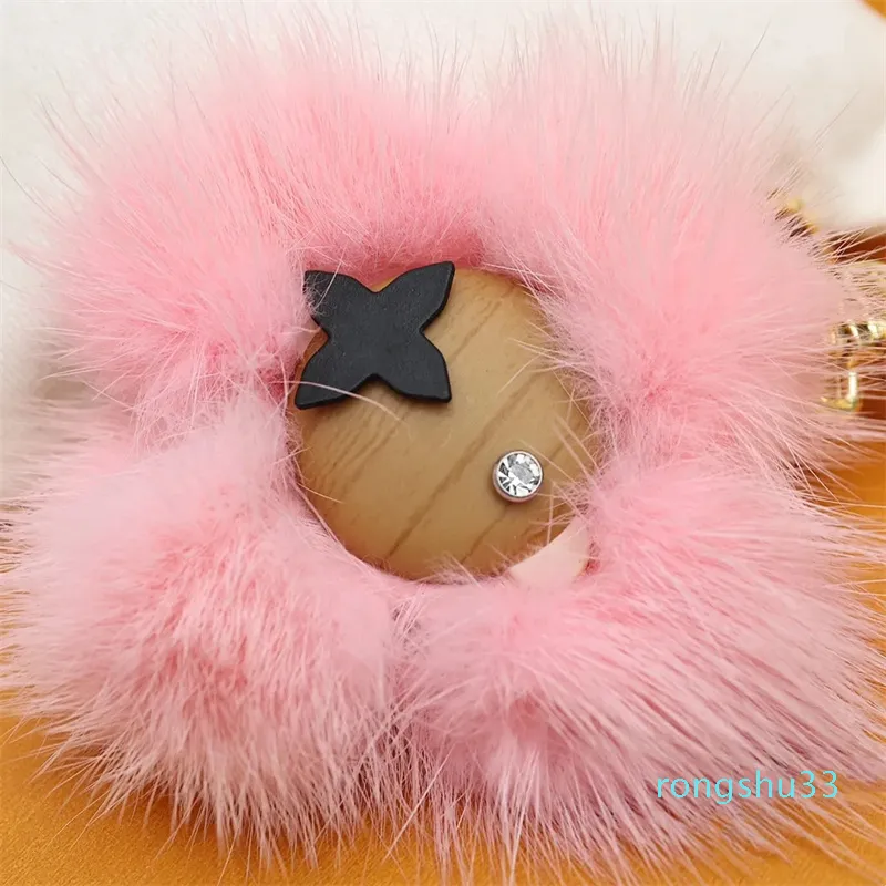 Fluffy Rabbit Fur Keychain Women Cute Alphabet Keychain Bag Car Jewelry Fashion Women Jewelry Wedding Party Gift