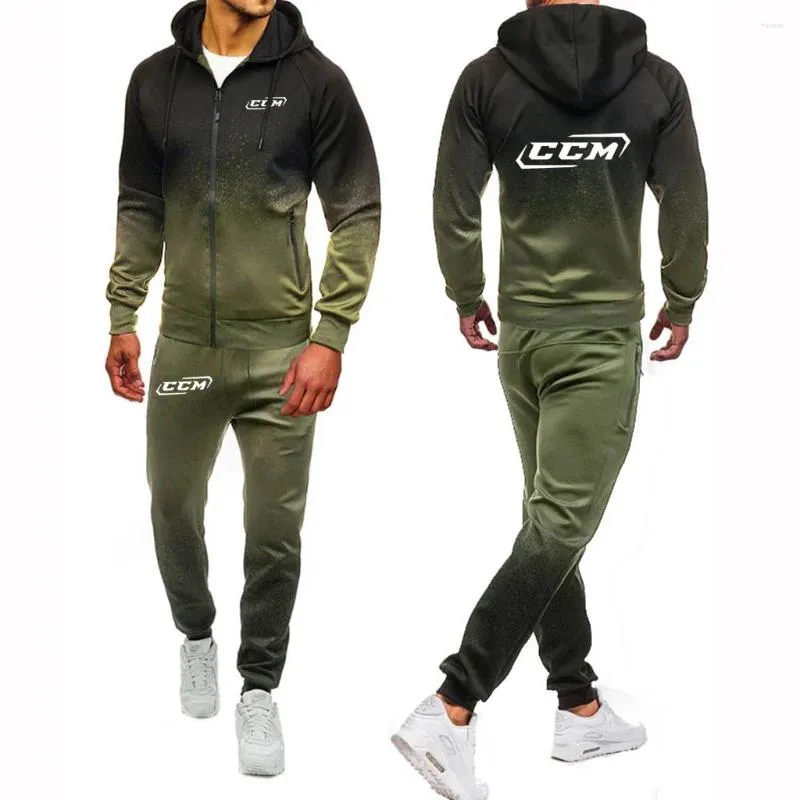 Men's Tracksuits CCM 2024 Spring Autumn Hoodies Sweatpant Sets Harajuku Jackets USSR Russia Sports Comfortable Gradient Suits