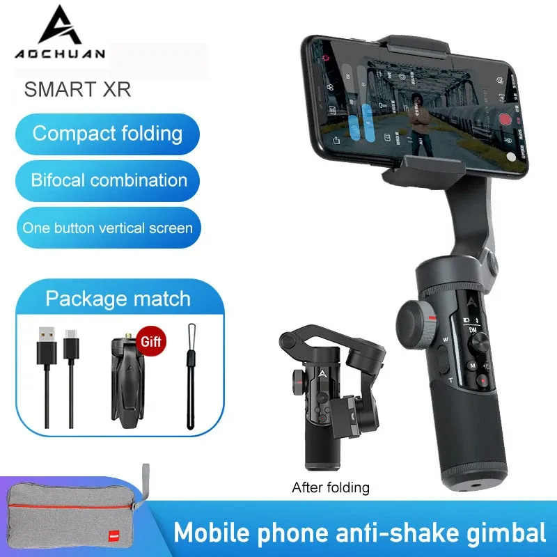 Gimbal Aochuan Smart XR 3axis Pliable Pliable Construant Gimbal Bluetooth pour iOS Android Pk Smooth 4 Moza Mini MX Hohem Isteady X