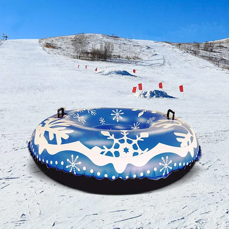 Tubes Winter Inflatable Floated Skiing Ring With Handle Pvc Snow Sled Tire Tube Kid Ski Pad Outdoor Sports Accessories