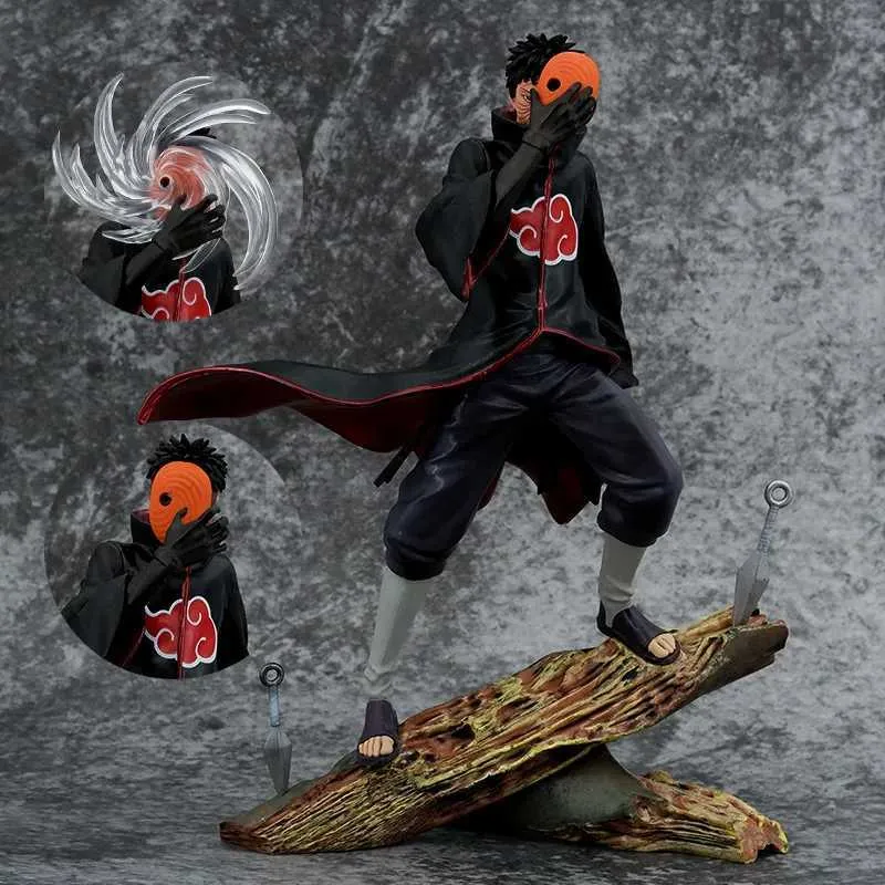 Acción Figuras de juguete Anime Figura 26cm Obito Uchiha Tobi Cabeza cambiable Figura de acción PVC Modelo de decoración de escritorio Regalo de juguete para Kid T240422