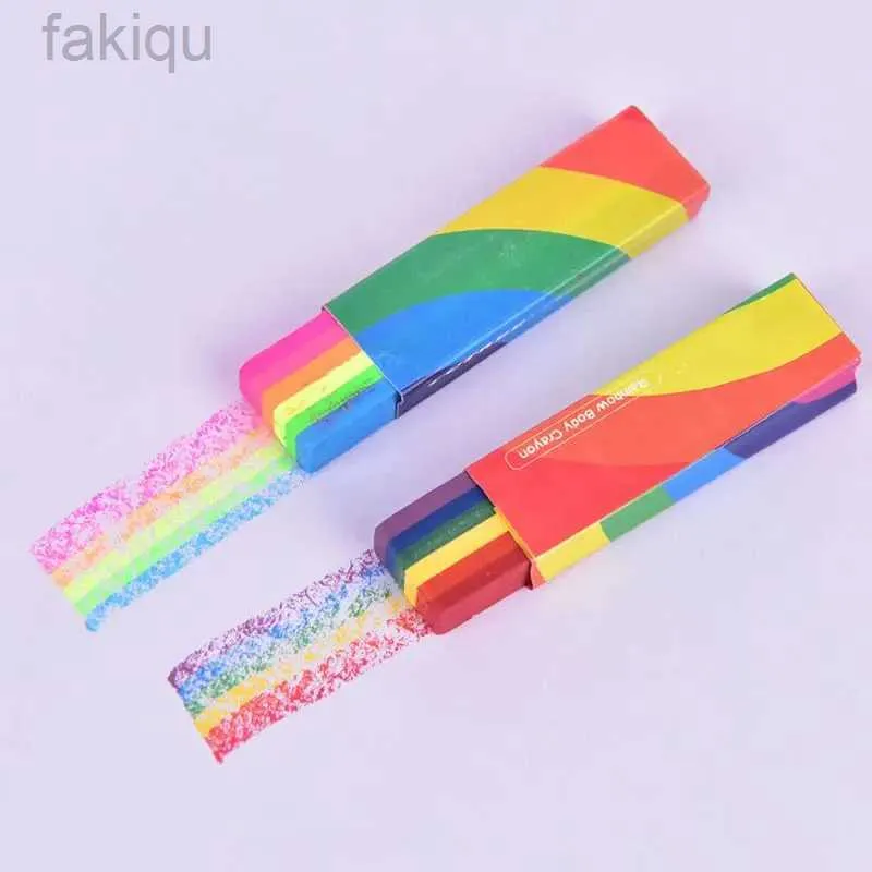 4AOM kroppsfärg Rainbow Face Paint Stick Body Tattoo Färgad pigmentpenna Fluorescerande Crayon Washable Adult Kid Party Favors Makeup Cosmetic Tool D240424