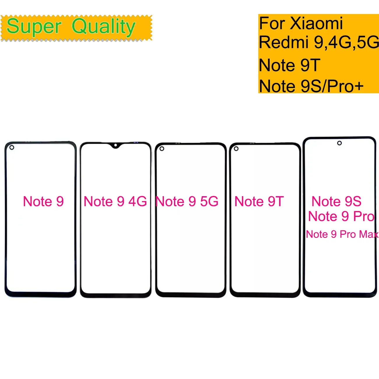 Panel 10Pcs/Lot For Xiaomi Redmi Note 9 Pro 9S 9T Touch Screen Panel Front Outer Glass Lens For Redmi Note 9 5G LCD Glass With OCA