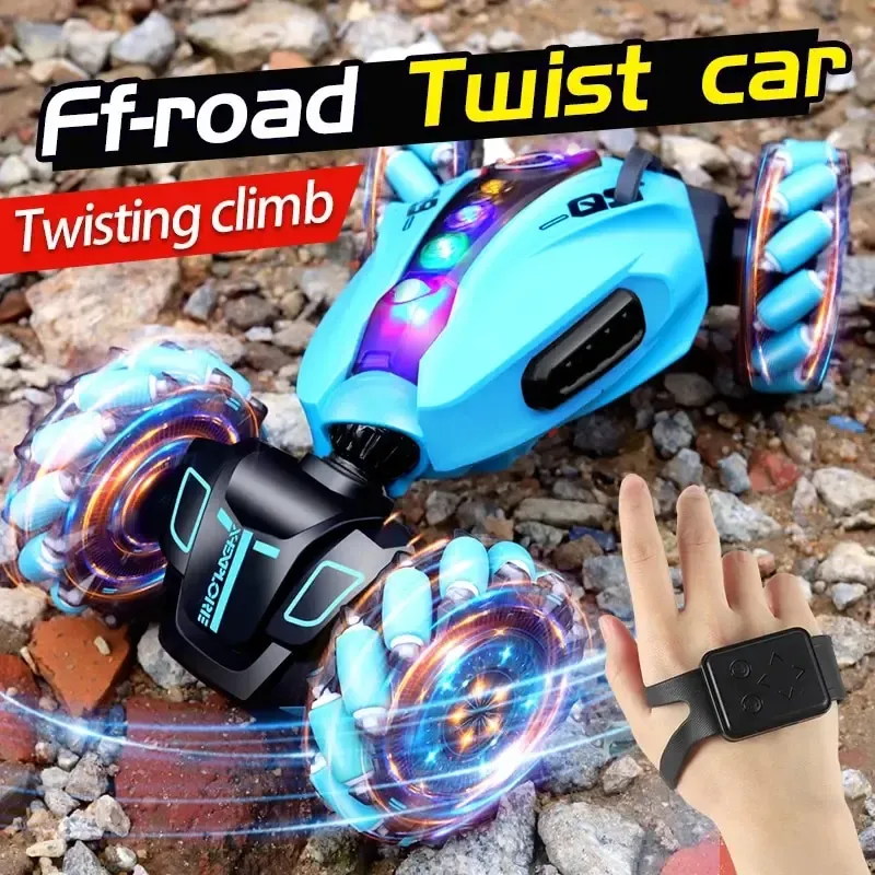 Cars 4WD RC Drift Car With Music Led Lights 2.4G Gesture Radio Remote Control Spray Stunt Car 360° Rotating Climbing Car Toys Gift