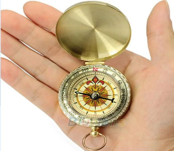 Orologio bussola in ottone luminoso orologio antico antico antico keychain campeggio campeggio bussola navigazione strumento per esterni 1470028
