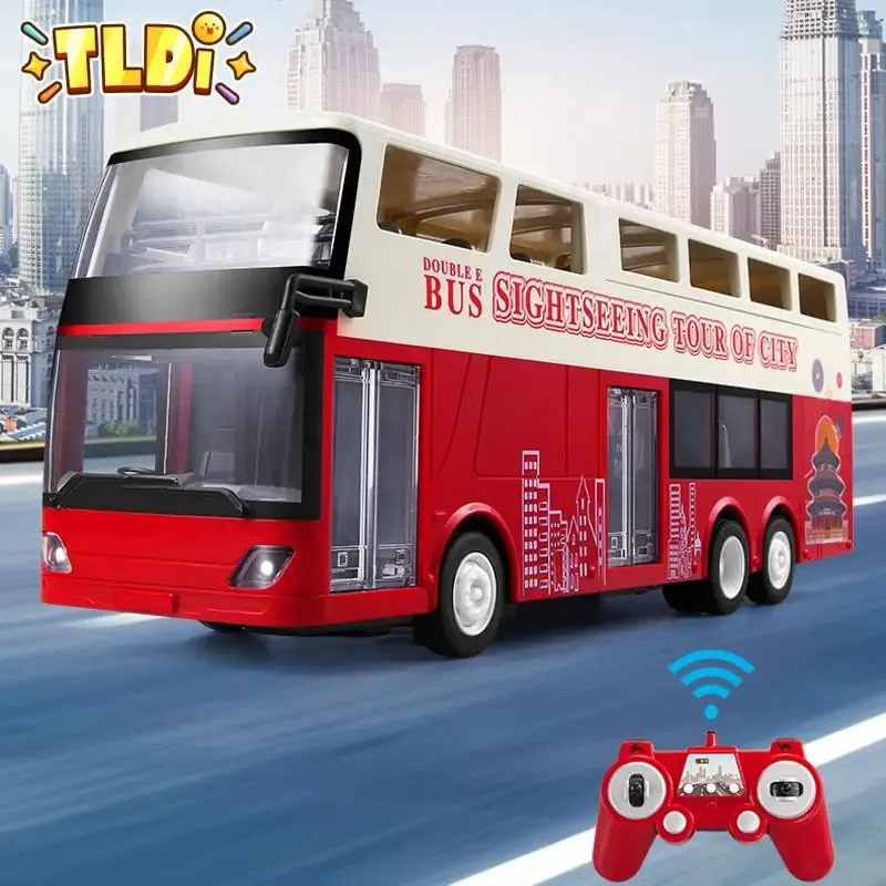 Auto doppia e rc auto grande autobus turistico elettrico 1/18 telecomando autobus auto da viaggio giocattoli luminosi per ragazzi regalo per bambini e640