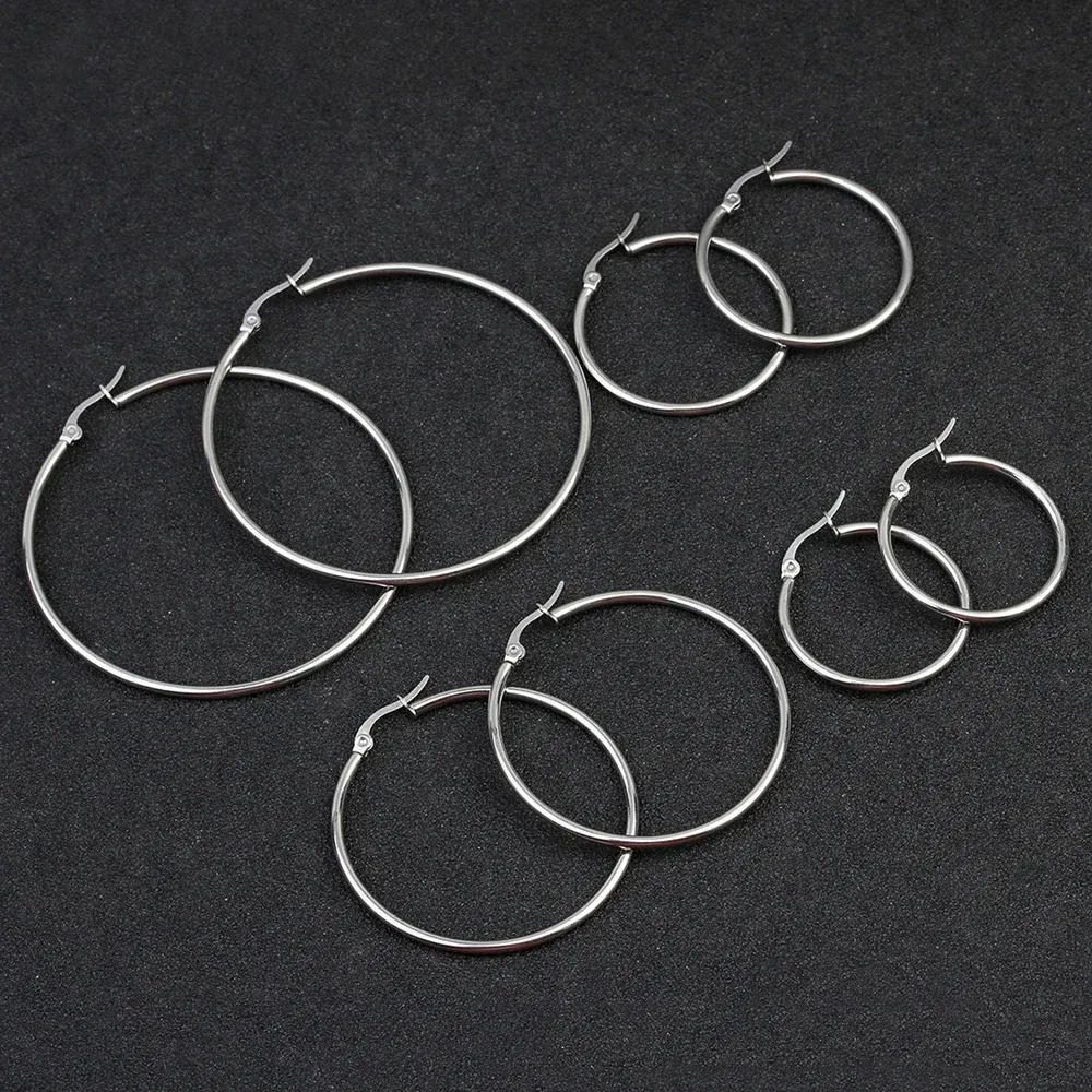 Kolczyki małe duże koło kobiety obręcze kolczyki przesadzone pętla ucha gładka pierścień okrągłe kolczyki