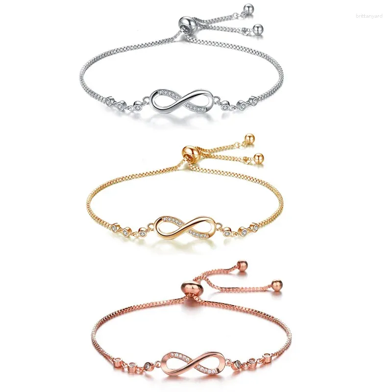 Link Bracelets Fashion Personality 8 Words Adjustable Bracelet Micro-set Full Of Diamonds Lucky Numbers
