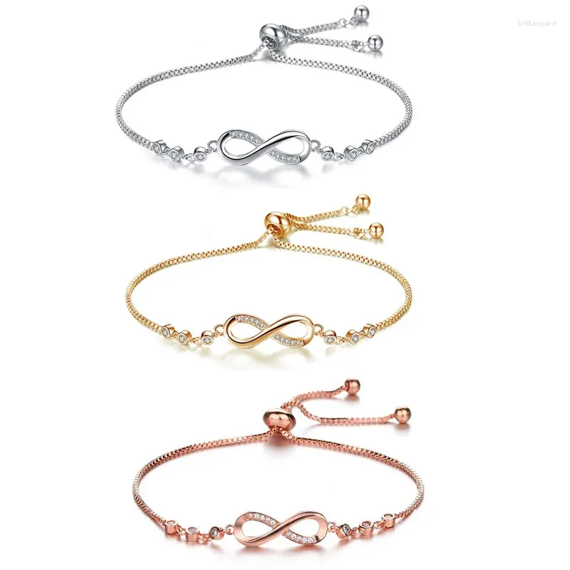 Pulseiras de link Personalidade da moda 8 palavras Micro-set de pulseira ajustável cheia de diamantes números de sorte