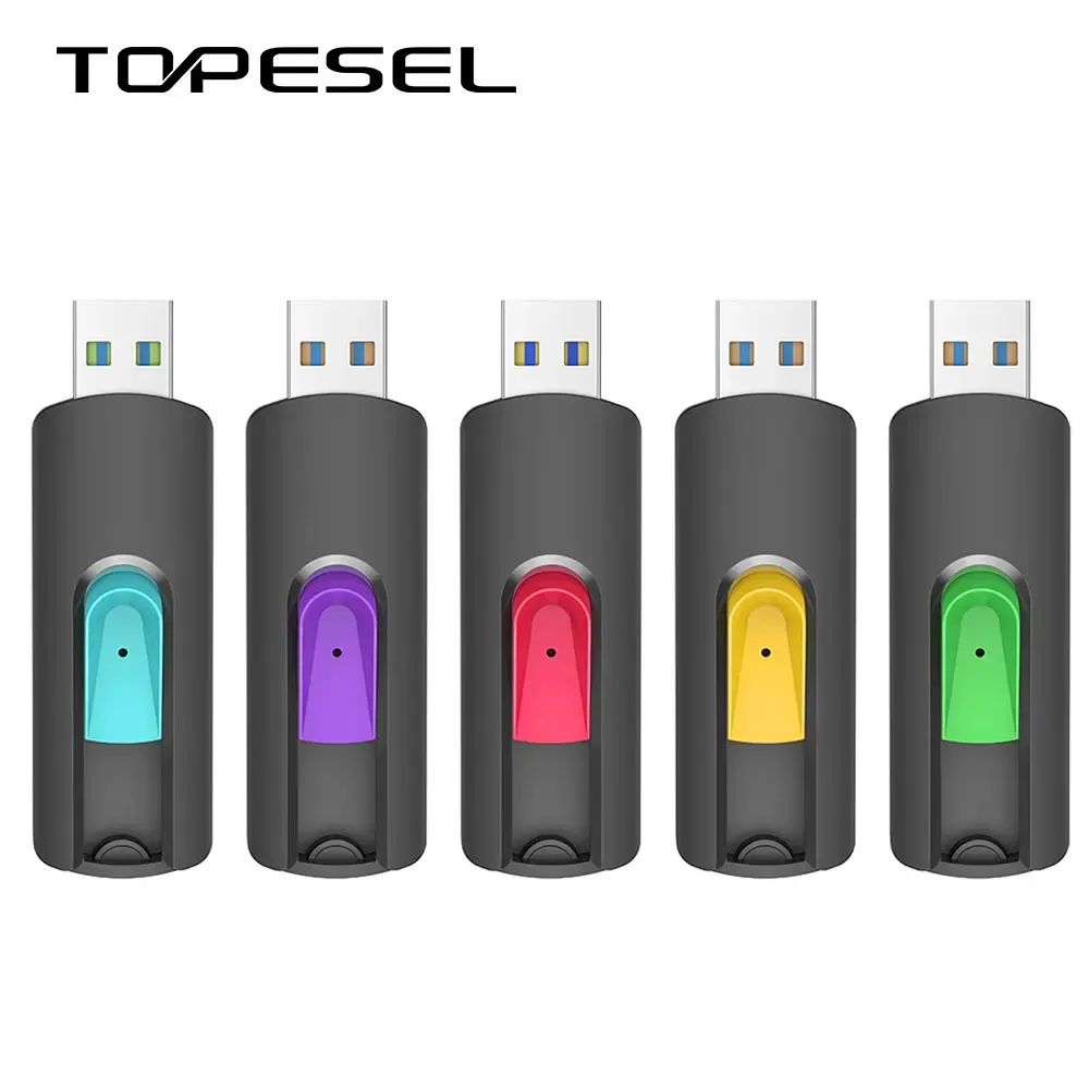 Drives TOPESEL 128GB Upgraded 130MB/s USB 3.0 Flash Drive Retractable USB Drive Portable Thumb Drive Colorful Memory Stick Multi Pack