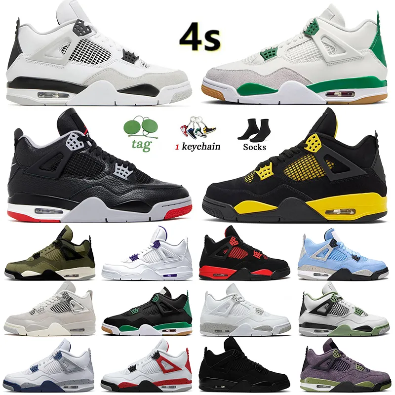 TRACLEMENTS MENSE 4S ORIGINAL DES CHAPOS DE BASKETBALL BLACK Cat Sail Jump 4 Seafoam Red Thunder Military Blackcat White Cement Metallic 4S Bred Women Sneakers Sports