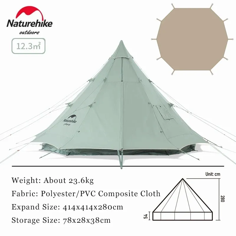 Naturehike Brighten 12.3 ft Cotton Pyramid Tent Outdoor Light
