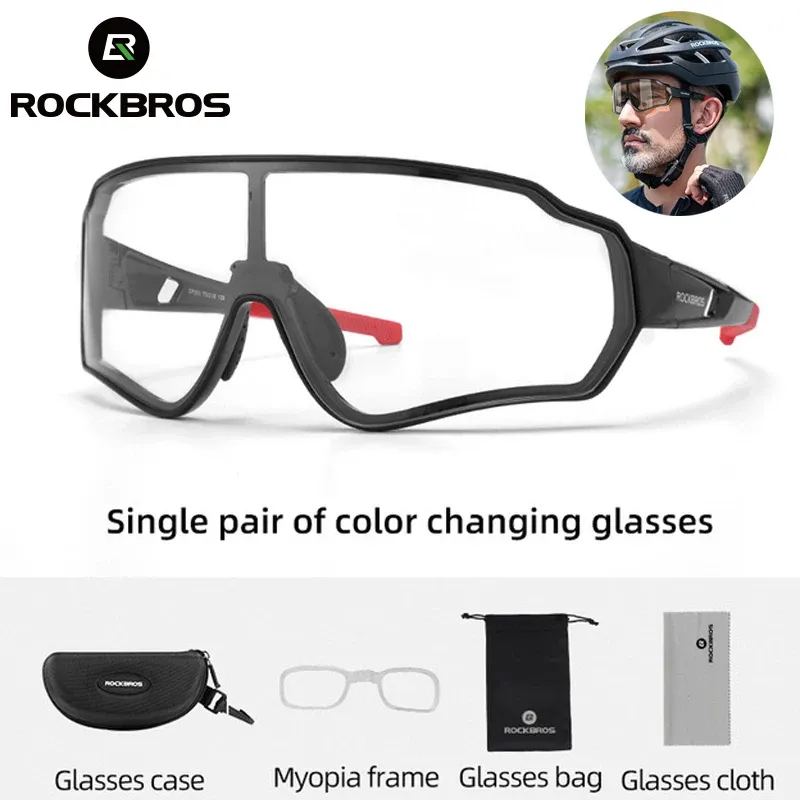 Lunettes de soleil Rockbros cyclistes Lunettes de soleil Bike de route photochromique UV400 Eyewear MTB Mountain Bicycle Cycling Goggles