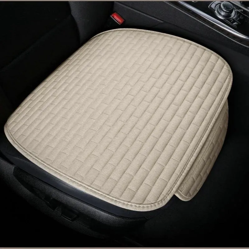 Car Seat Covers Cushion Long Grid Linen Without Backrest Single Checkered All Seasons