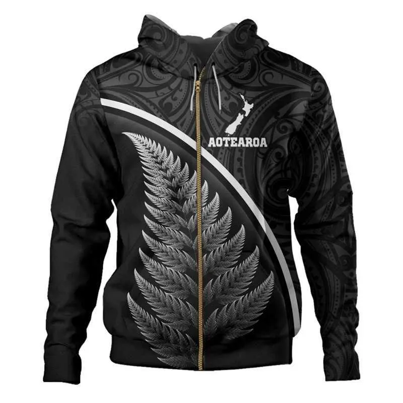 Herrtröjor tröjor Nya Zeeland Waitangi Day Lizards Maori Graphic Zip Hoodie Nytt i hoodies Sweatshirts Hoodies för män Pullover Coat Y2K Tops 240424