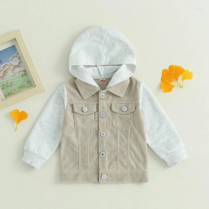 Куртки малыш малышка девочка наряд вельветовая куртка контрастная кнопка для цвета вниз пальто с длинным рукавом отворота