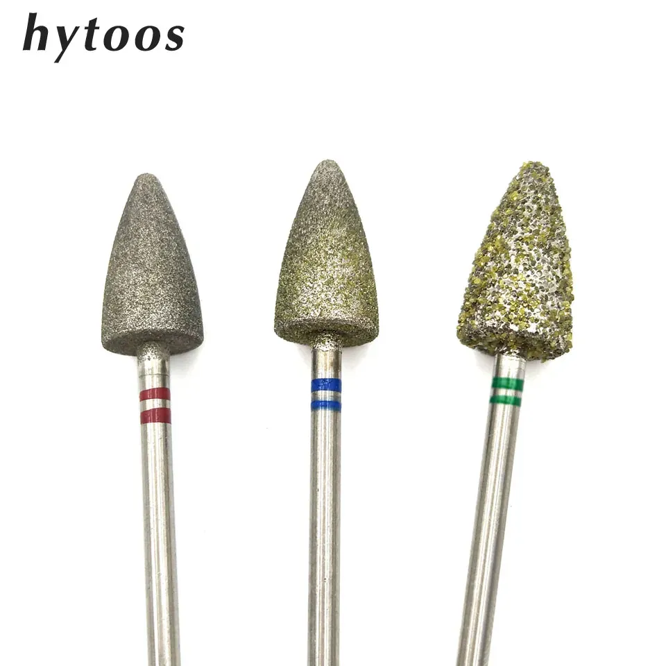 Bits Hytoos # 60 # 130 # 180 Diamond Diamond Pédicure Drill Bit 3/32 "Rotary Burr Manucure Bits Drill Accessories Nail Foret Bit Foot Care Tools