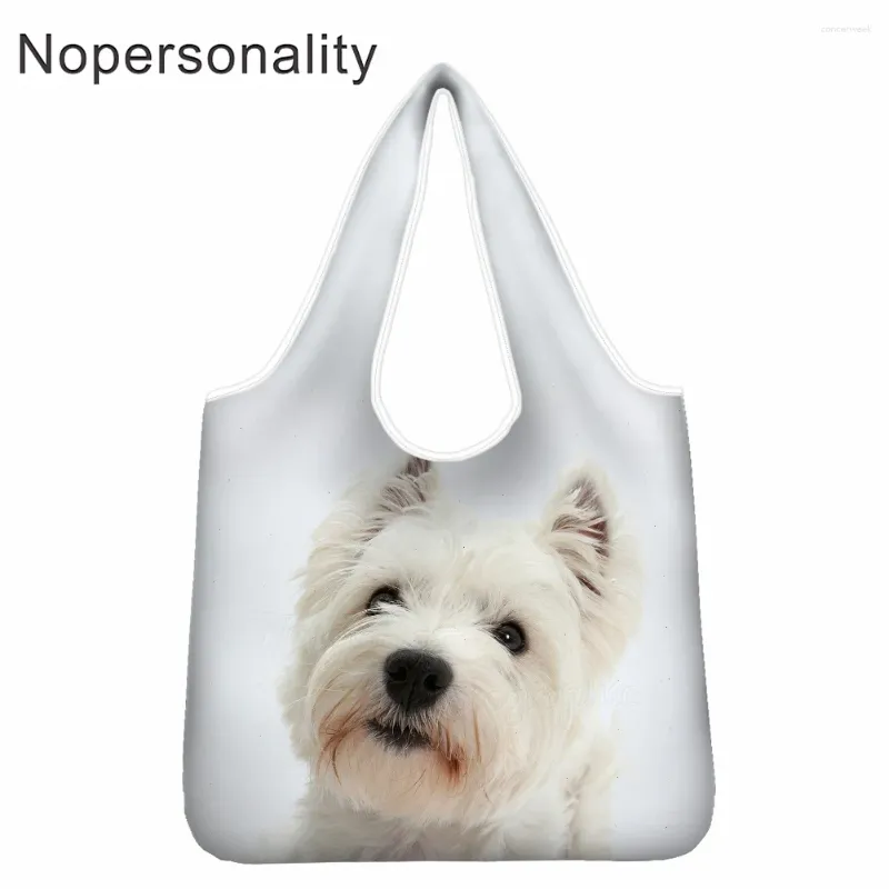 Sacs à provisions Nopersonality Westie Dog Shopper Recyclable pour épicerie maison réutilisable sac à main fourre-tout bolsa de compas