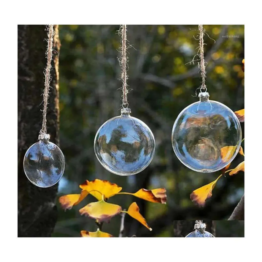Kerstglas decoratie 6pcs feestbal helder baubble xmas ornament hanger bruiloft Diy Supply Event Round Memory Ball1 Drop deliv Dhwen 1