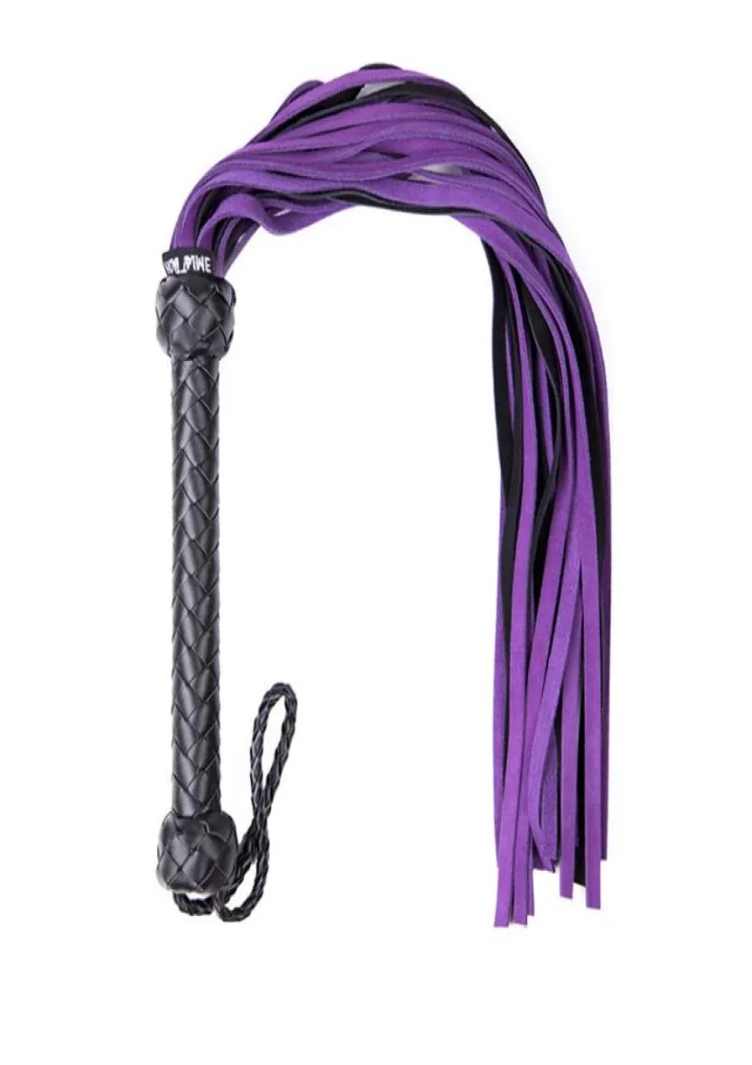 Orijinal deri BDSM Seks Kırbaç Şaplak Aşırı İşkence Bonaj Dişli Kadınlar Eğitim Kalitesi Purpleblack 65cm uzunluğunda GN2965001192630290