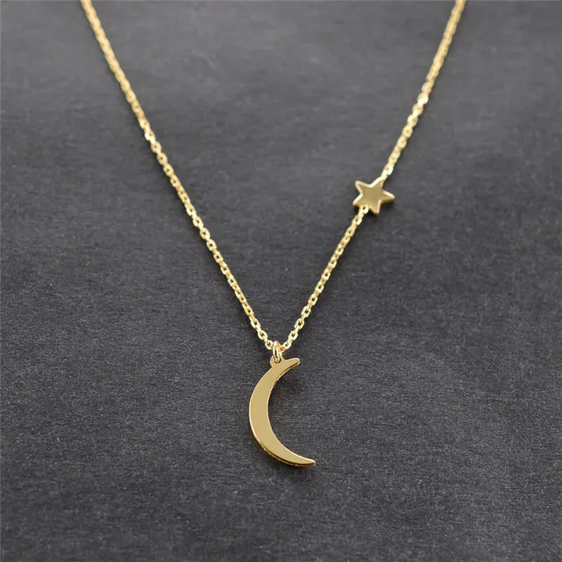 Kettingen trendy eenvoudige ster moon choker ketting voor vrouwen goud kleur chocker kraag collier femme goedkope statement sieraden 2020 nieuw