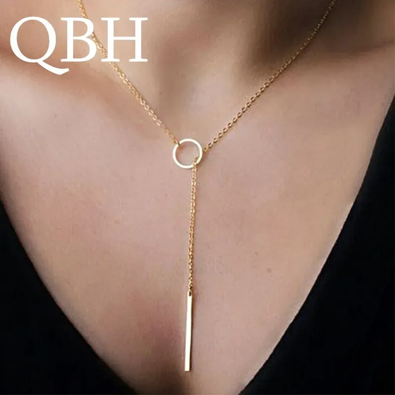 Halsband NK547 Punk Women Jewelry Minimalist Tiny Dainty Collier Unique Round Circle Bar Pendant Short Clavicle Necklace For Girl Chain