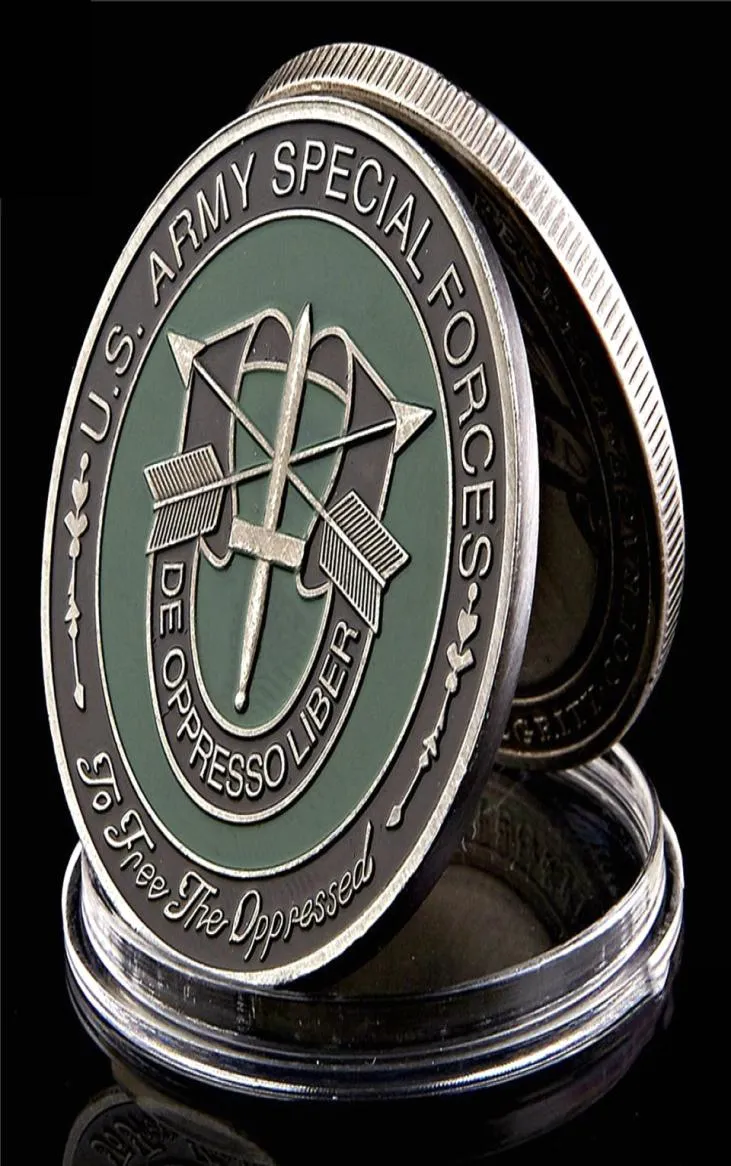 Moneta commemorativa US American Army Special Forces Green Military Beret 1OZ Silver Ploteted Collection Arts Gift8088909