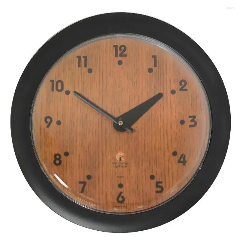 Wall Clocks Oak Veneer Traditional Clock Black Frame Eco-Friendly Made In USA Accurate Quartz Movement 14" Round Design Natural Look