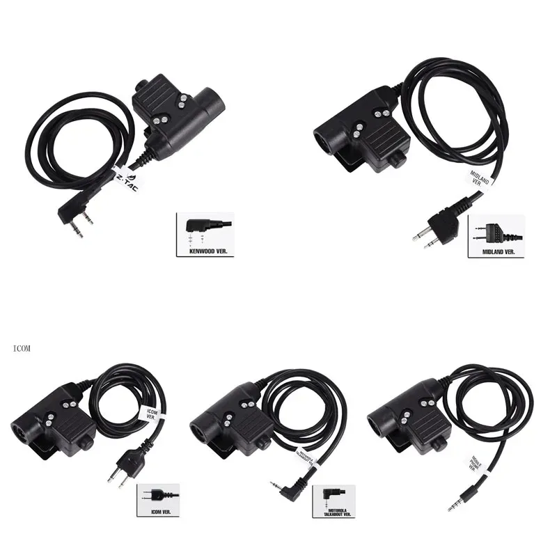 Accessoires U94 PTT ICOM / Kenwood / Midland / Motorola Talkabout / Mobile Phone Military Headset PTT pour une gamme complète de casques tactiques