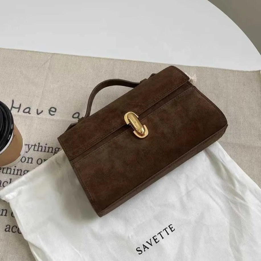 luxurys handbags French Handbag Niche Design Savette Handbag Genuine Leather Women's Bag Minimalist Carrying Small Square Bag 231215