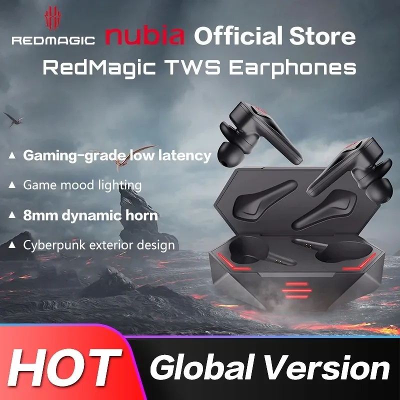 Наушники Глобальная версия Nubia Redmagic Tws Gaming Warphone Wireless Bluetooth Redmagic Cyberpods Redmagic DAO TWS Наушники 39 мс с низким уровнем.