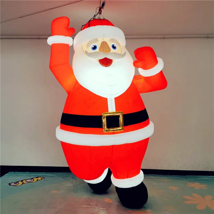 Groothandel Hangende opblaasbare ballon Opblaasbare bol Santa met LED -strip en CE -ventilator voor de decoratie van kerstplafondstadium