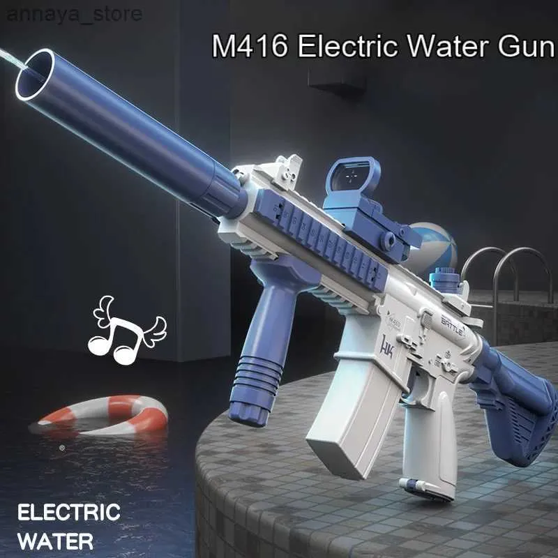 Gun Toys 2024 Новый электрический M416 Water Gun Electric Glock Pistol Shoot Toy Полностью автоматическая летняя пляжная игрушка детские мальчики и девочка Giftl2404