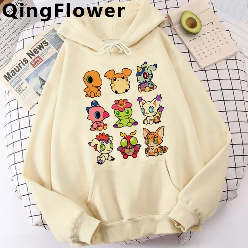 T-shirt Digimon Hoodies Men in stile coreano Y2K Astetico harajuku Shirt con cappuccio per binari con cappuccio abiti gotici