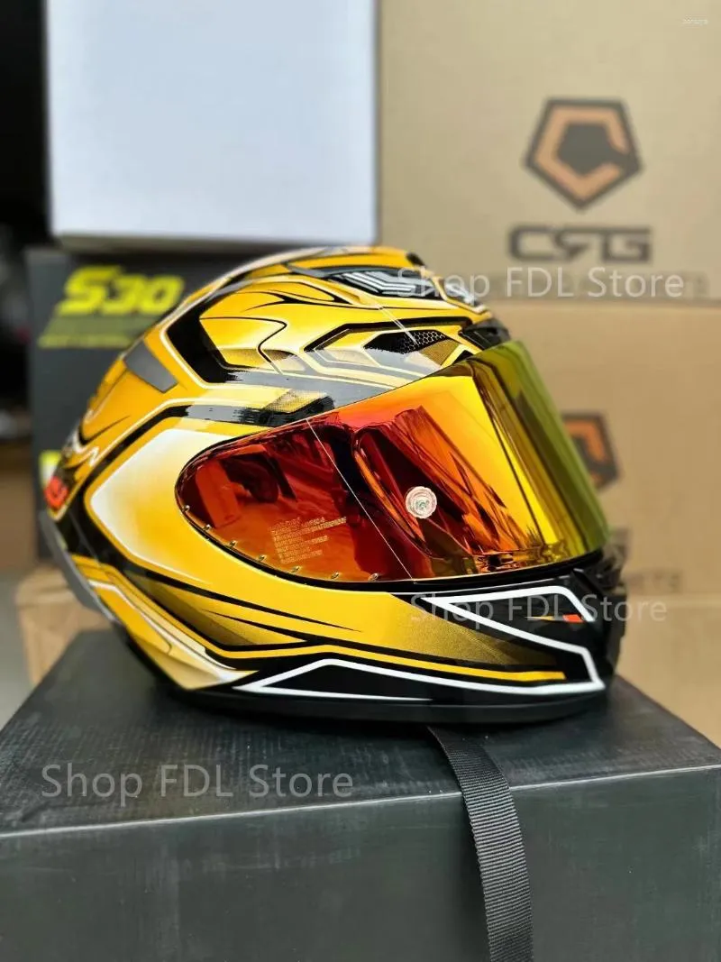 Motorcycle Helmets X-Fourteen Full Face Helmet X-Spirit III Aerodyne TC-9 Gold Black Solid X-14 Sports Bike Racing