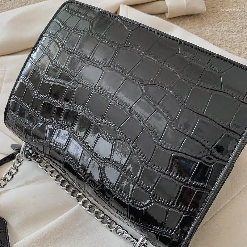 Sacs à bandouliers St Fashion Patent Leather Chian Bag Alligator Handbag Brand Designer and Purse Sac A Main Luxe Bolso